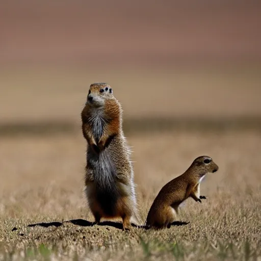 Image similar to Prairie dog riding an Emu into battle