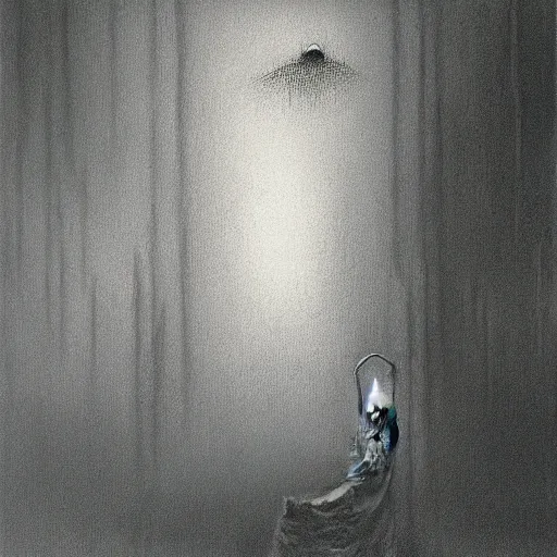 Image similar to Evil commuter ghost. Zdzisaw Beksinski.