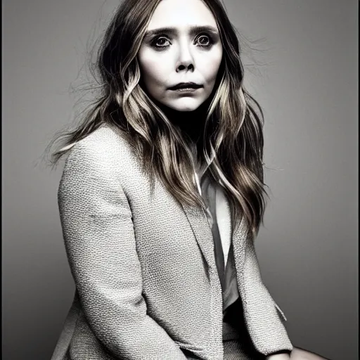 Prompt: elizabeth olsen still, natural light failling on her face, backlingtning, golden hour, fujifilm x - pro 2, by annie leibowitz