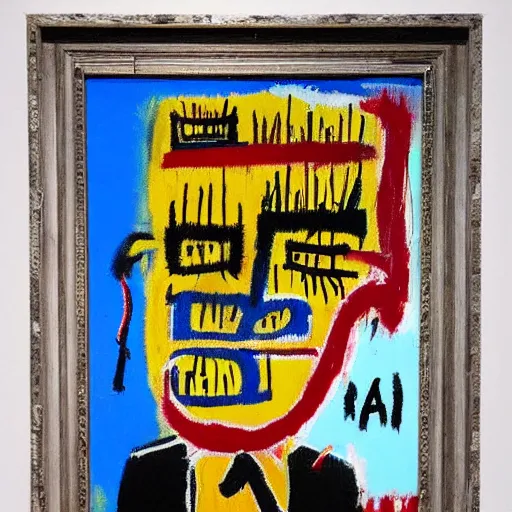 Image similar to a Painting by Jean Michel Basquiat about facebook and social media, detailed