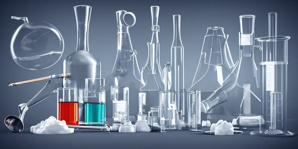 Image similar to instruments being used to mix chemicals, scientist, blender, 3d, apartment