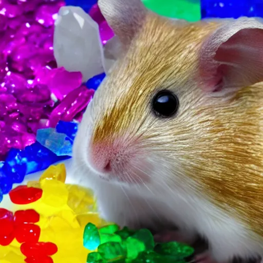 Image similar to rainbow hamster made out of large gems and crystals, 8 k hd