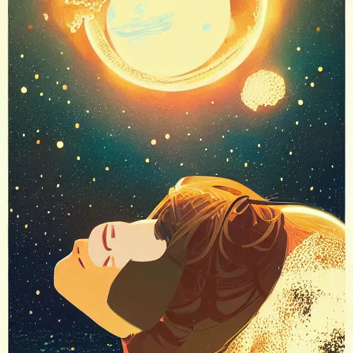 Prompt: jessica alba light novel illustration as an astronaut by makoto shinkai by victo ngai