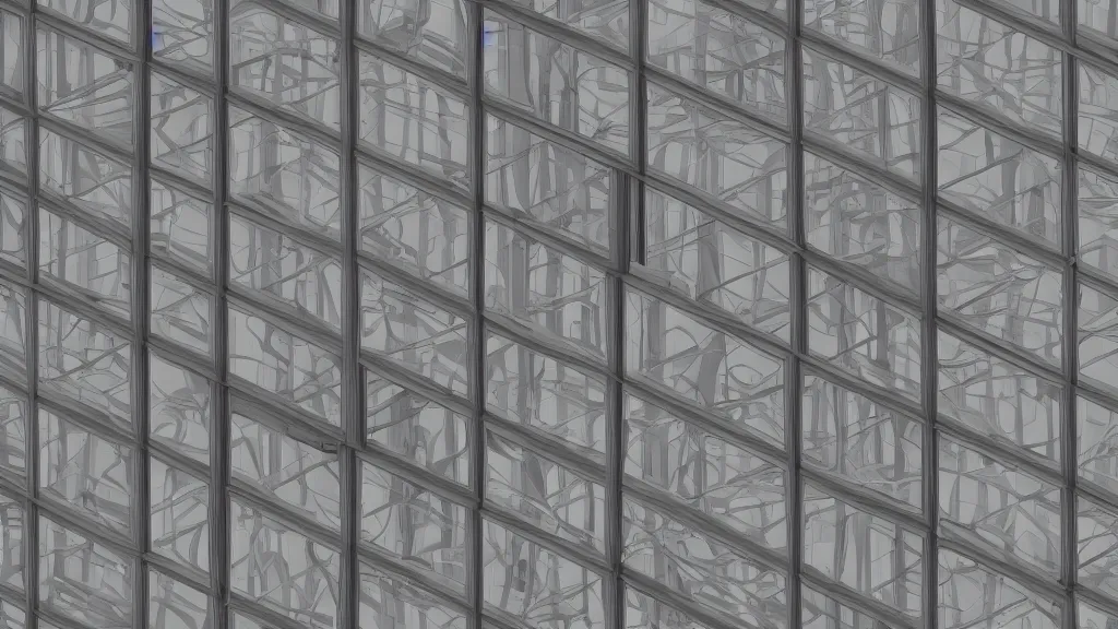 Prompt: aluminum window in the middle of the grey room, 8k vector render, detail, sharp focus,