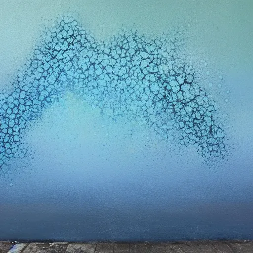 Image similar to ocean, spray painted on a wall