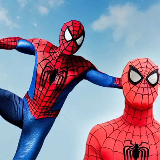Prompt: spiderman wearing spongebob costume, straight photo, centered