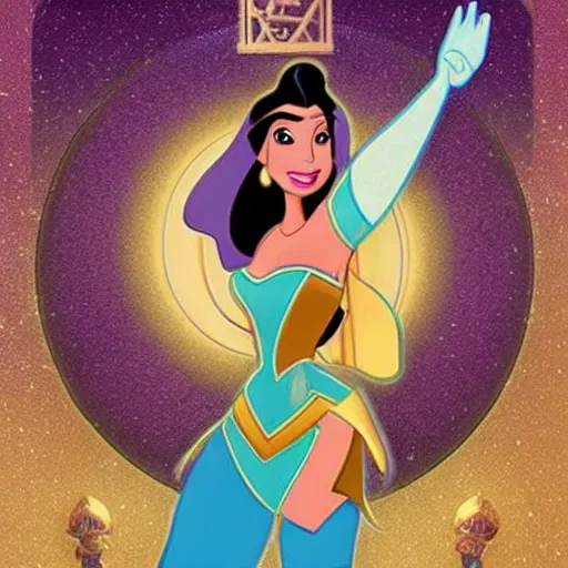 Prompt: princess jasmine as a scifi hero