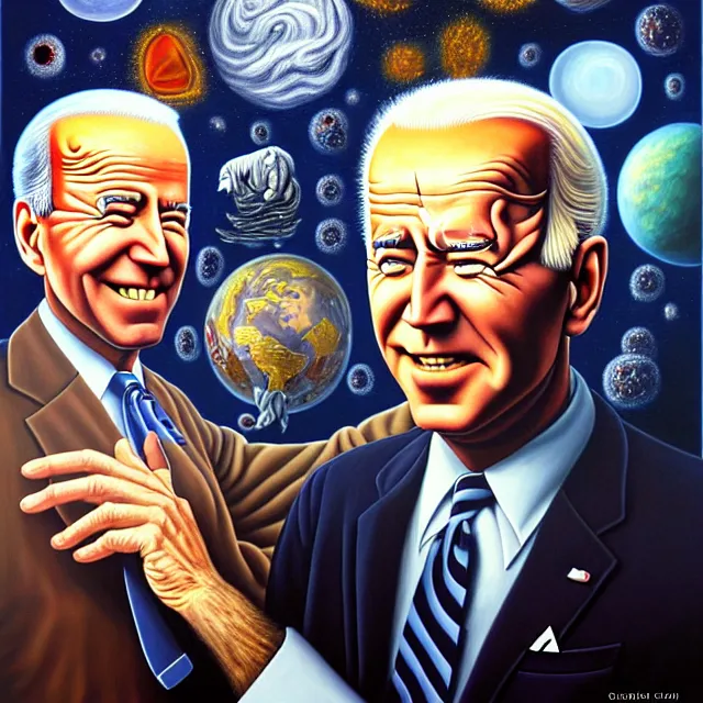 Image similar to an oil on canvas portrait painting of joe biden, surrealism, surrealist, cosmic horror, rob gonsalves, high detail