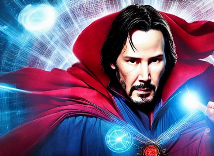 Image similar to movie still of keanu reeves as doctor strange