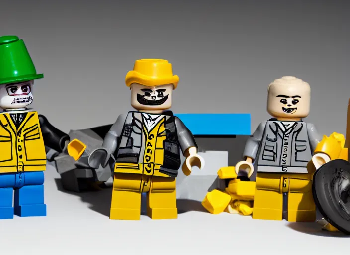 Image similar to product photo still of breaking bad lego playset, 8 k, 1 2 0 mm macro, f 1. 8, studio lighting, key light