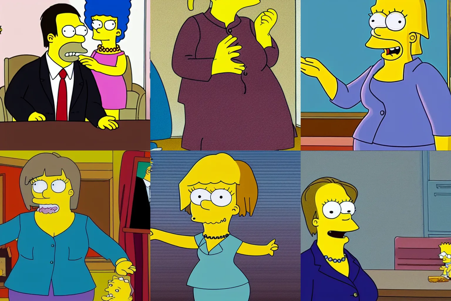 Prompt: a still from Angela Merkel in the Simpsons