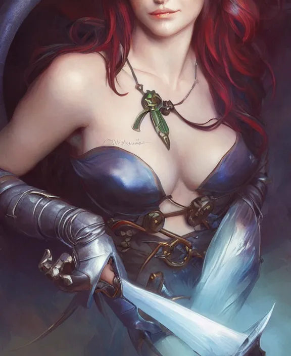 Prompt: elf woman pirate, realistic portrait, highly detailed, digital painting, artstation, concept art, smooth, sharp focus, illustration, cinematic lighting, art by artgerm and greg rutkowski and alphonse mucha and boris vallejo and frank frazetta