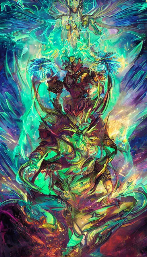 Image similar to psytrance artwork, from magic the gathering