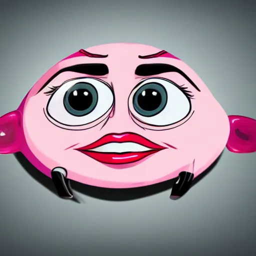 Prompt: pink lipstick with a face on it, detailed, animated, digital art, happy, realistic, inanimate object, in the style of cars movie