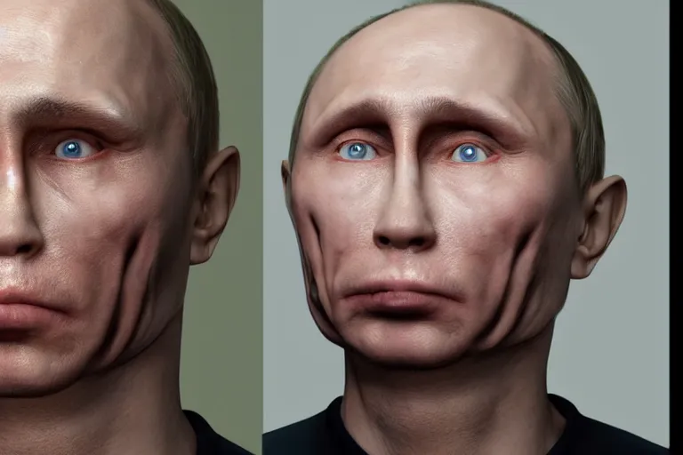 Image similar to a horrific photograph of a disgusting amorphous blob!!!!!!!!!! putin, failed cosmetic surgery, ( ( ( ( ( ( ( ( lip filler ) ) ) ) ) ) ) ), 8 k, volumetric lighting, unreal engine, ultra - realistic, grotesque, nightmare fuel, dripping skin, david cronenberg, ren and stimpy