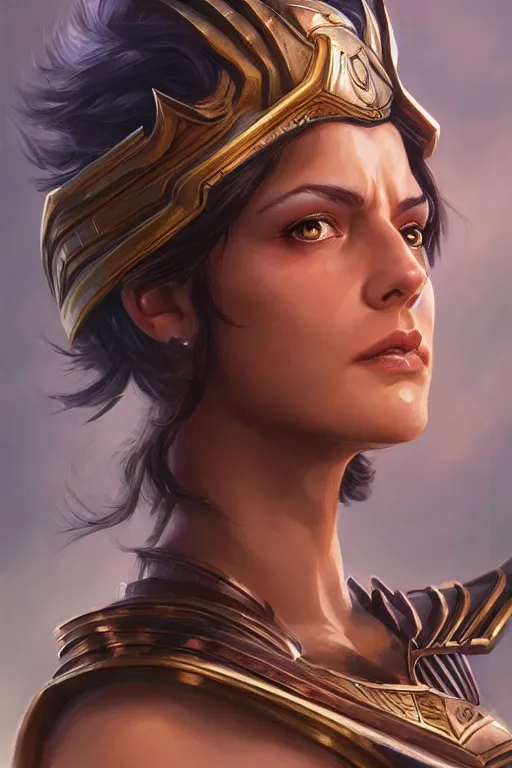 Image similar to amazon valkyrie athena, d & d, fantasy, portrait, highly detailed, headshot, digital painting, trending on artstation, concept art, sharp focus, illustration, art by artgerm and greg rutkowski and magali villeneuve