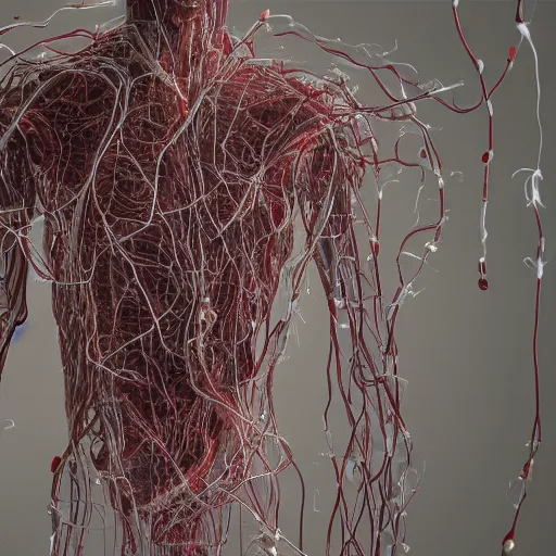 Image similar to an organic computer made out of live parts, cable, nerves, organs, by cronenberg, film still, photography, argentic, ominous