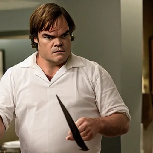 Prompt: jack black as dexter morgan, tv still