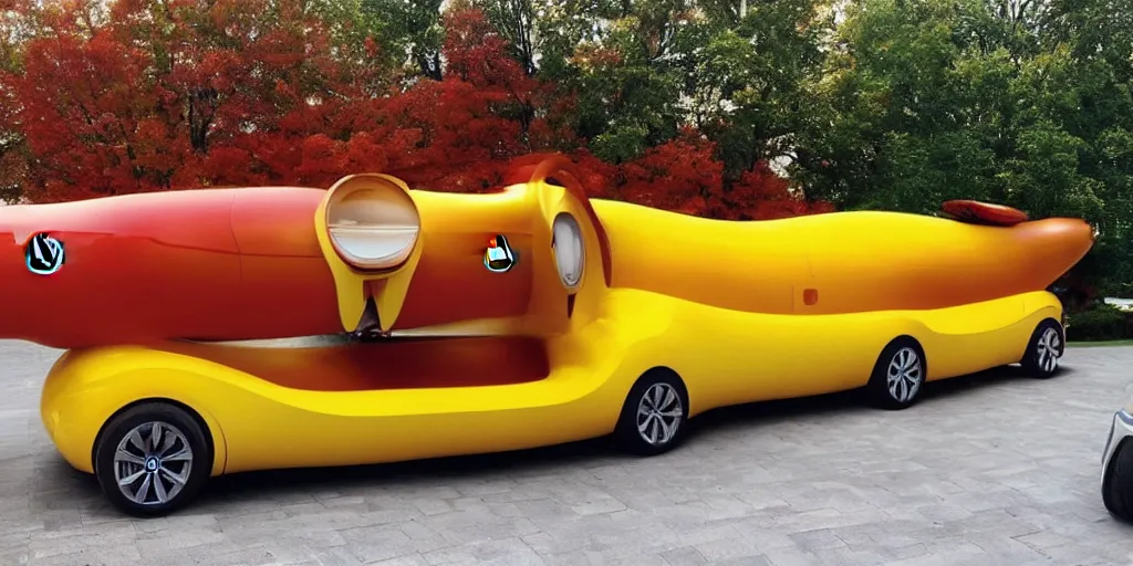 Prompt: “2020 BMW Oscar Meyer Wienermobile”