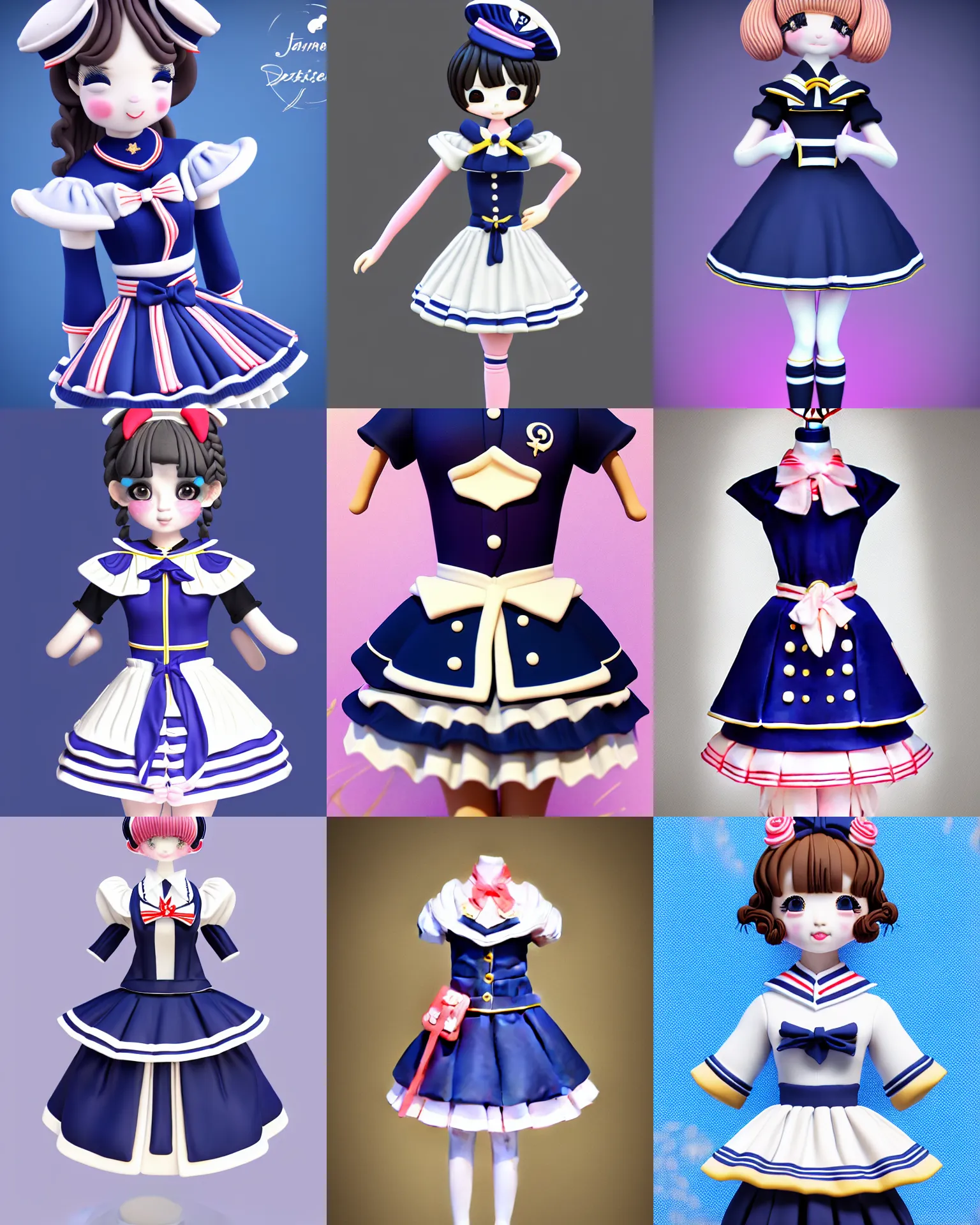 Prompt: delicate designer detailed couture stylized sailor uniform and skirt made of fondant, aesthetic cute with flutter, expert design, sakimi chan, james jean, masterpiece, volumetric lighting, high definition digital art