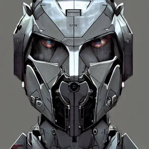 Prompt: a mech version of a face with nose piercing, no irises, very symmetrical face, highly detailed, by vitaly bulgarov, by yoji shinkawa, by hideo kojima, by joss nizzi, by ben procter, by steve jung, metal gear solid, transformers cinematic universe, conceptartworld, pinterest, artstation, unreal engine