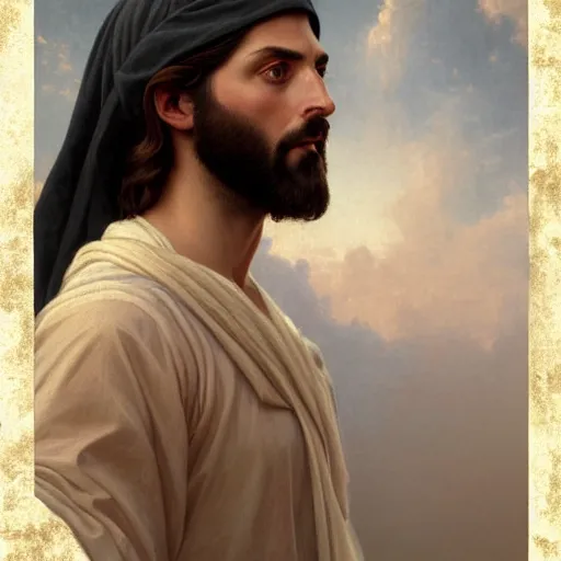 Prompt: an extremely detailed painting of a ridiculously good looking jesus that looks like a jewish gigachad hipster, elegant ancient greek dress and a backwards baseball cap, very detailed, beautiful, intricate, cinematic, artstation, william bouguereau, alphonse mucha, greg rutkowski, rossdraws, octane render