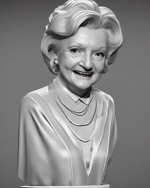 Image similar to A sculpture of Betty White by michelangelo, marble, volumetric lighting, Unreal Engine 5, Photorealistic