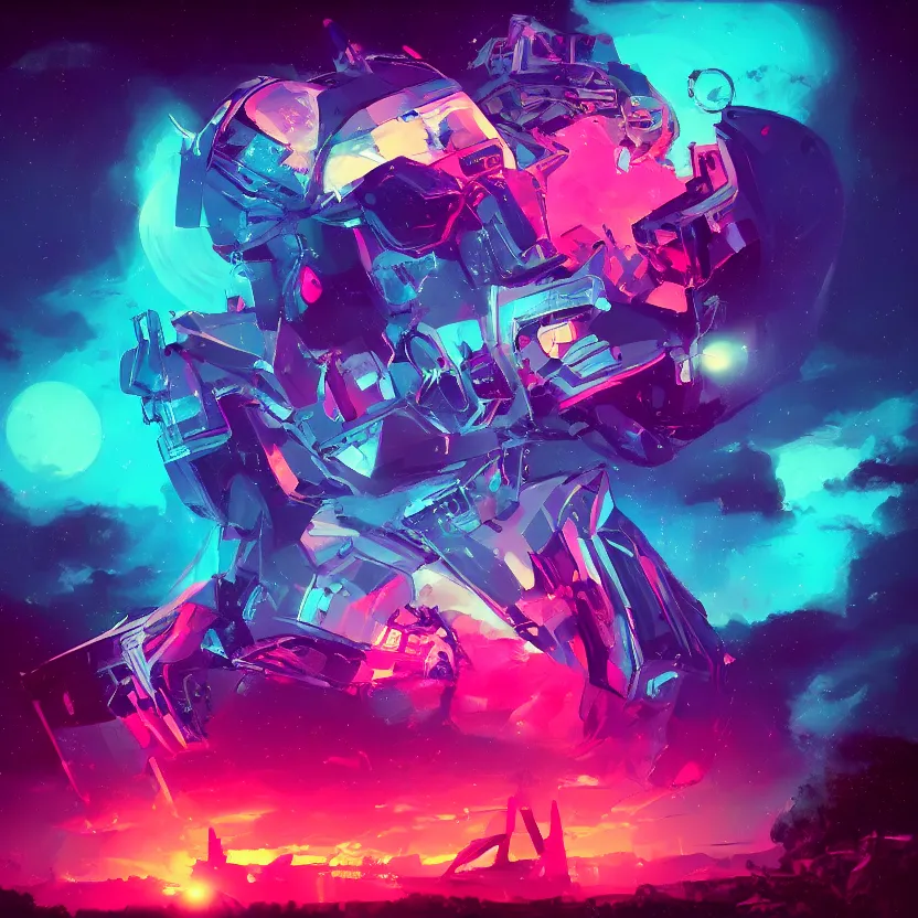 Prompt: the sky, retrowave epic art, trending on art station