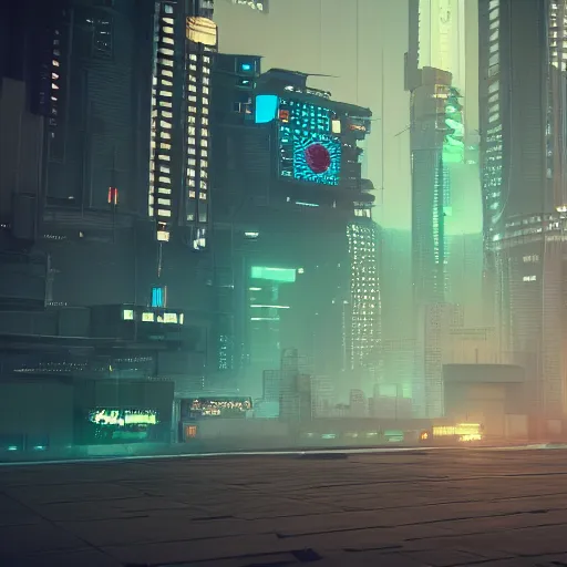 Image similar to octane render of a cyberpunk western, angular, beeple, earth tone color scheme, cgsociety
