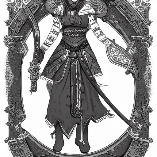 Image similar to detailed ilustration of a beautiful female bard, d & d style