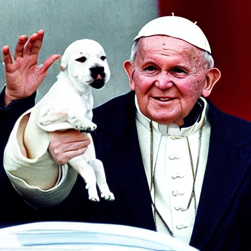 Prompt: pope John Paul II with head of a dog