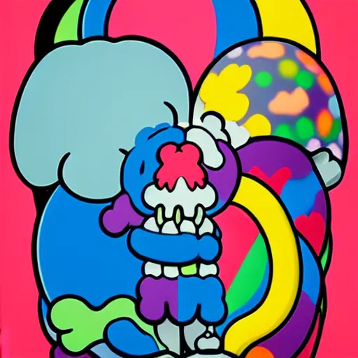 Prompt: kaws and murakami collaboration painting