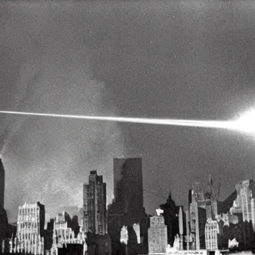 Image similar to laser beam blast destroys new york city 1 9 5 5, archive photo