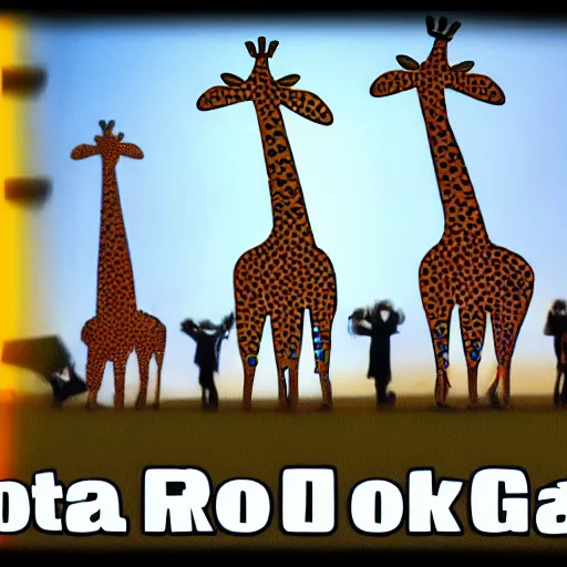 Image similar to robotic!!! giraffes!, dancing!