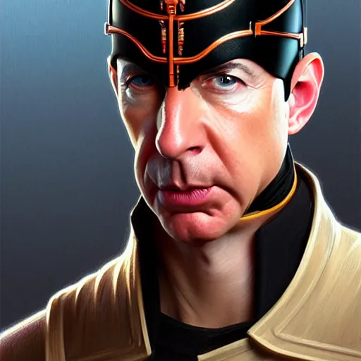 Prompt: Mischievous Bezos as Zorg toy, western, closeup, D&D, fantasy, intricate, elegant, highly detailed, digital painting, artstation, concept art, matte, sharp focus, illustration, art by Artgerm and Greg Rutkowski and Alphonse Mucha