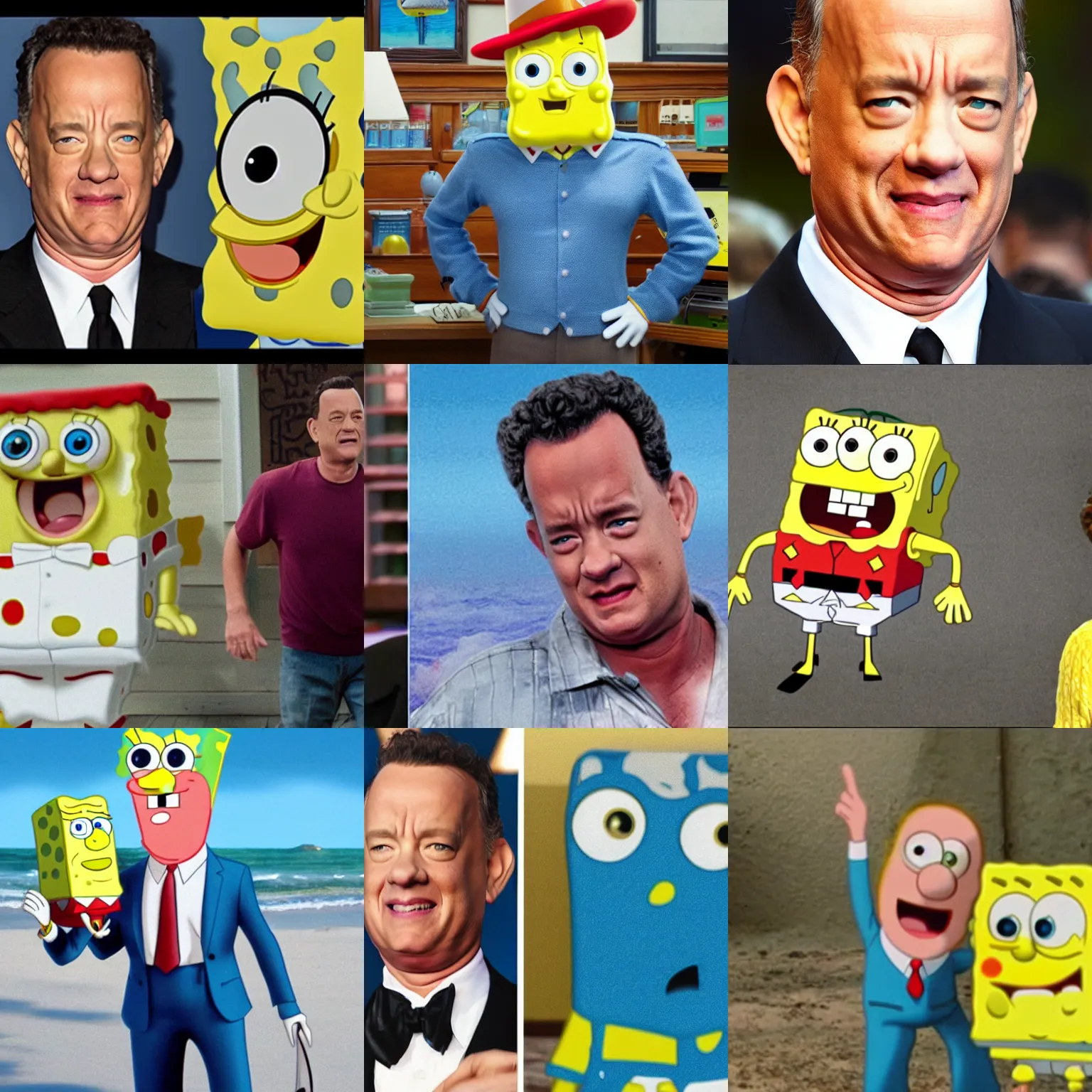 Prompt: tom hanks as spongebob