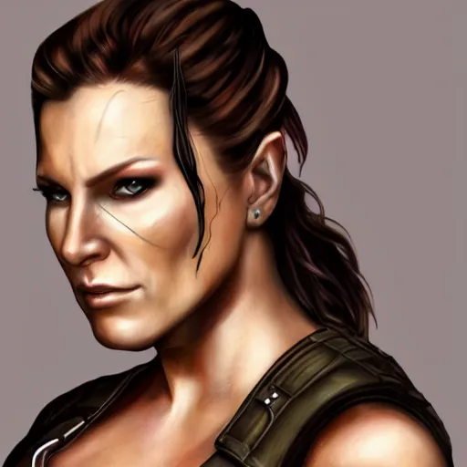 Prompt: Floor Jansen as Lara Croft highly detailed headshot Portrait.