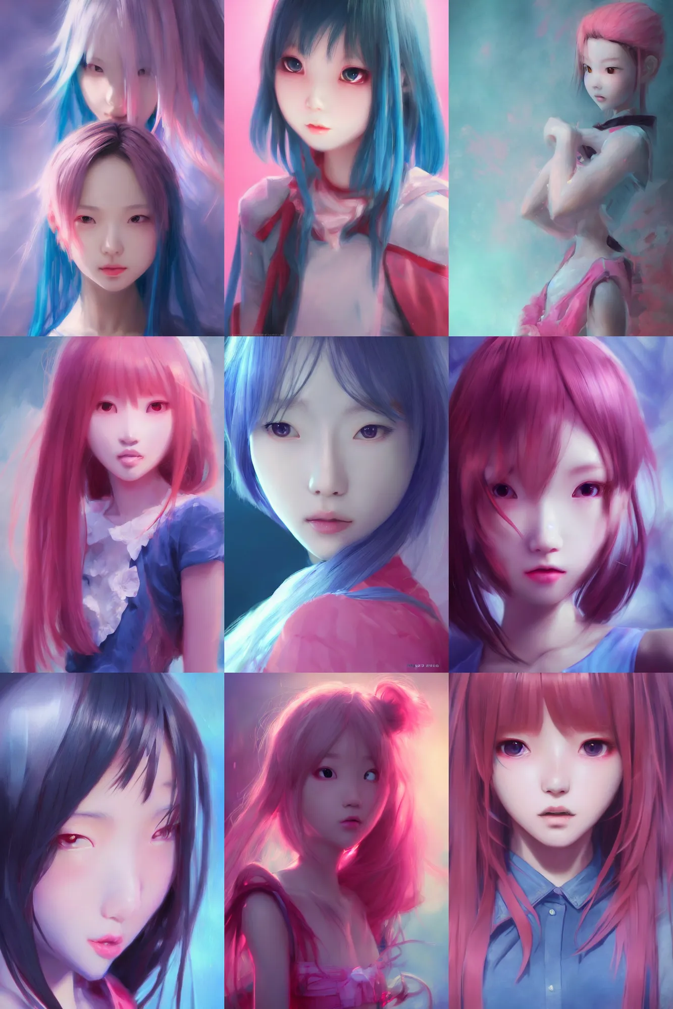 Prompt: 3d dark infrared octane render concept art by D. Jun, by Mo Xiang Tong Xiu, by Igarashi Daisuke, cute beauty medium portrait anime schoolgirl under dark pink and blue water. beautiful and cutest face. dramatic deep light, trending on artstation, oil painting brush