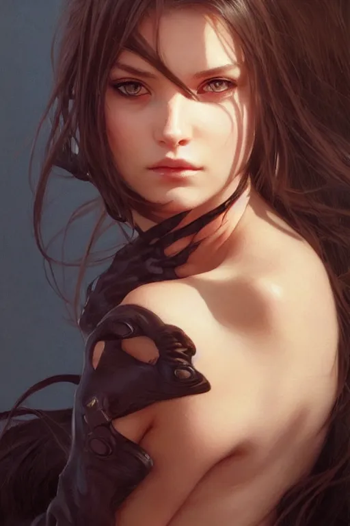 Prompt: portrait of a catgirl, dark, piercing eyes, gentle expression, elegant clothing, photorealistic, highly detailed, artstation, smooth, sharp focus, art by michael whelan, artgerm, greg rutkowski and alphonse mucha