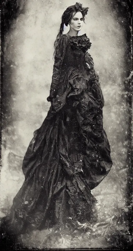 Image similar to wet plate photograph, a beautiful portrait of Kate Beckinsale dressed in victorian era clothes