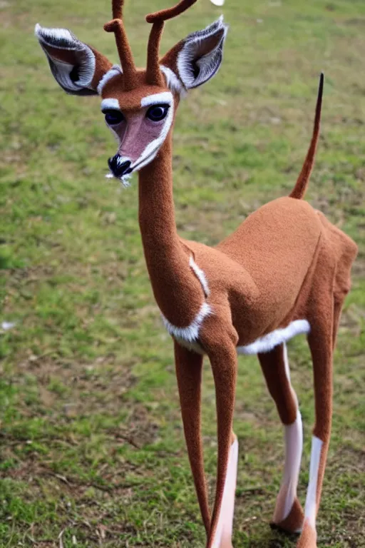 Prompt: an anthropomorphic deer gerenuk hybrid, fursuit!!!!!!!! cosplay