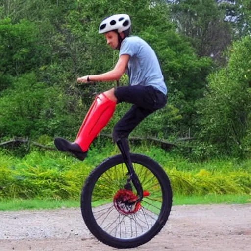 Prompt: a dig riding an unicycle