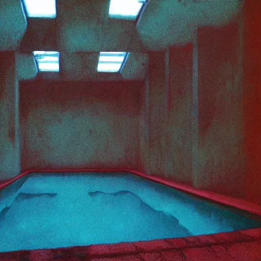 Prompt: swimming pool backrooms made by Zdzislaw Beksinski, in color