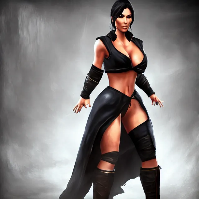 Prompt: kim kardashian in mortal kombat, character, videogame render, 4 k, artstation