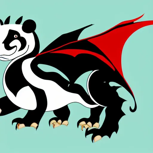 Image similar to vector art of welsh dragon and panda mixed, intercrossed, chimera, adobe illustrator