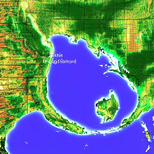 Prompt: a sattelite image of Florida drifting away from America,