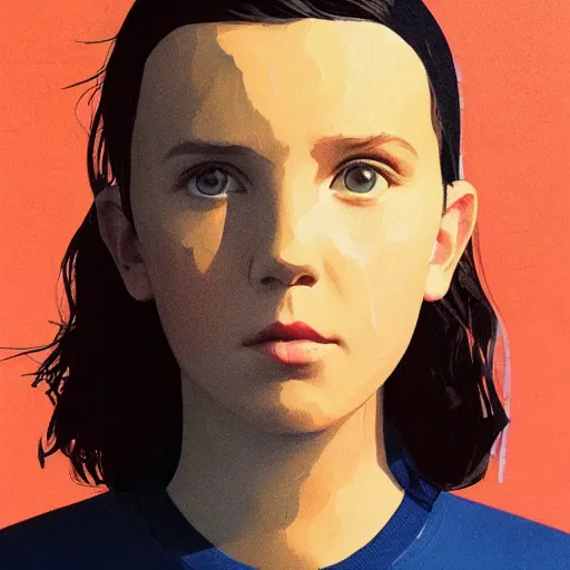 Prompt: Millie Bobby Brown profile picture by Greg Rutkowski, James Turrell, Terry Pastor, and Steven Meisel, asymmetrical, Organic Painting , Matte Painting, geometric shapes, hard edges, street art, trending on the artstation:2 by Sachin Teng:4