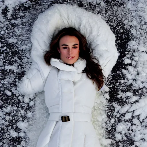 Image similar to kiera knightly making a snow angel