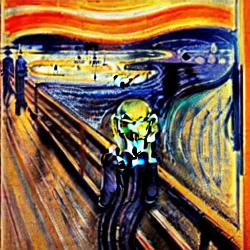 Prompt: a corrupted version of the scream by edvard munch