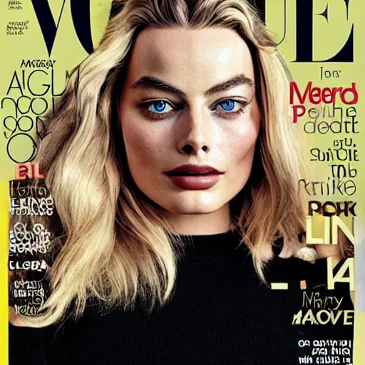 Image similar to a portrait of margot robbie, vogue cover, highly detailed